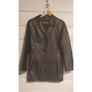 Wilson's Black Leather Jacket / Coat Large 20" Across 32" Length Women's
